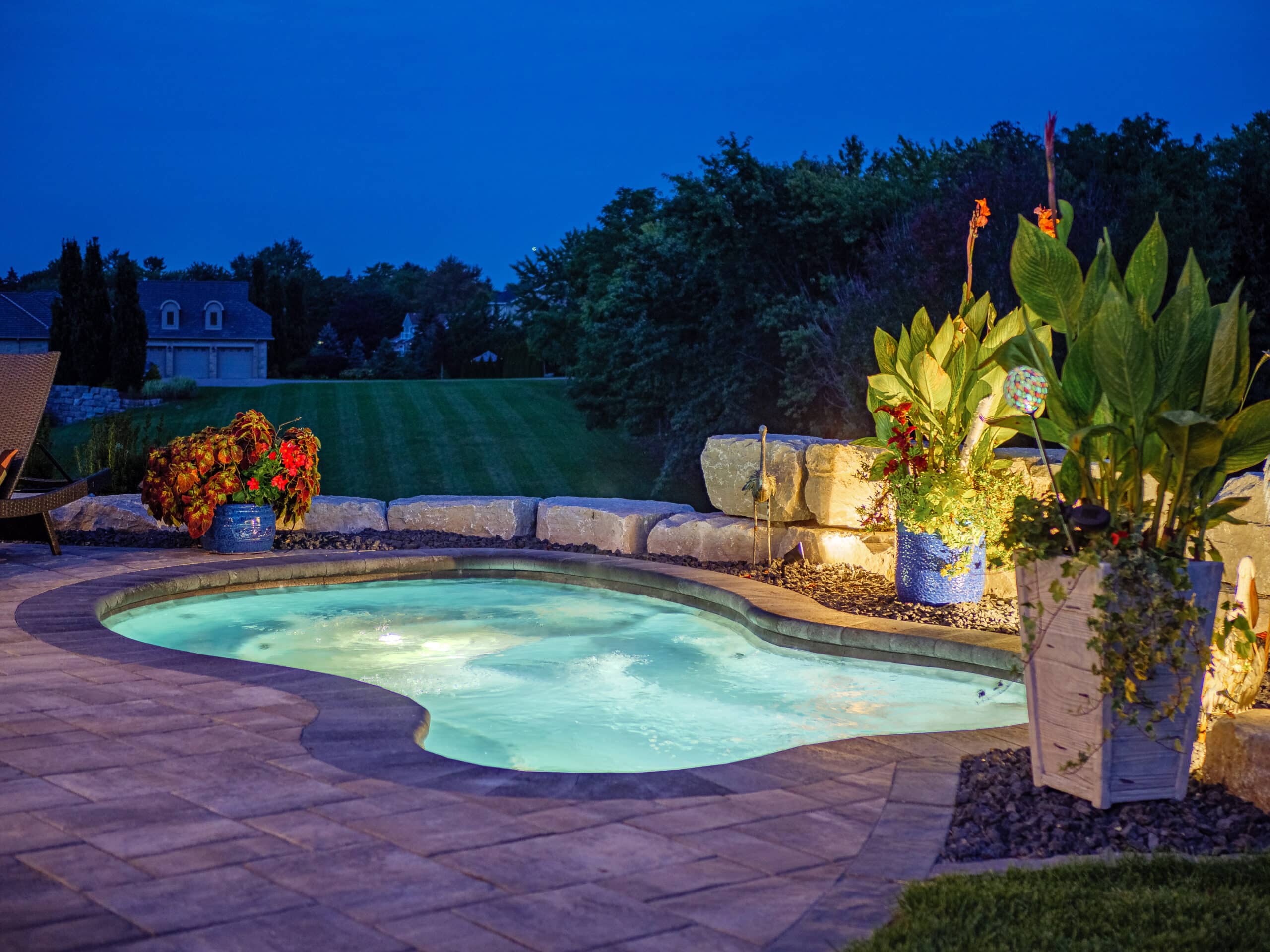 inground hot tub fiberglass pools Immerspa backyard pool