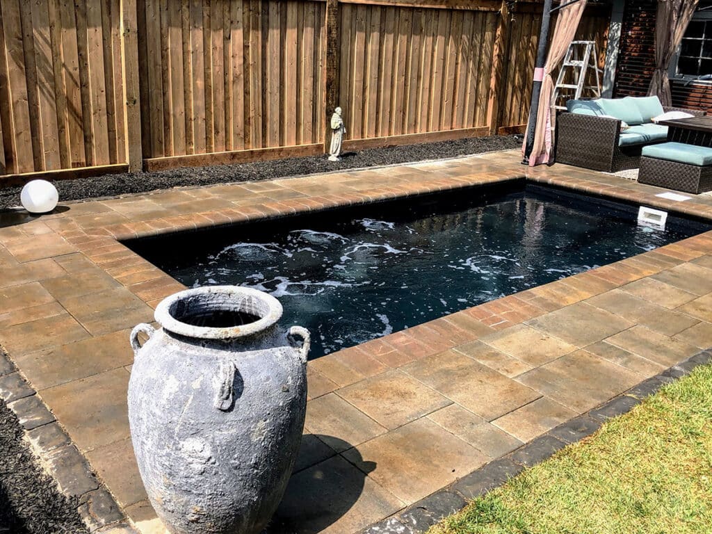 inground hot tub fiberglass pools Immerspa pool backyard