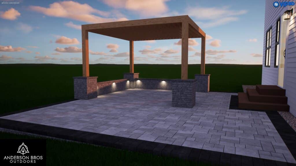 patio with pavers and a pergola